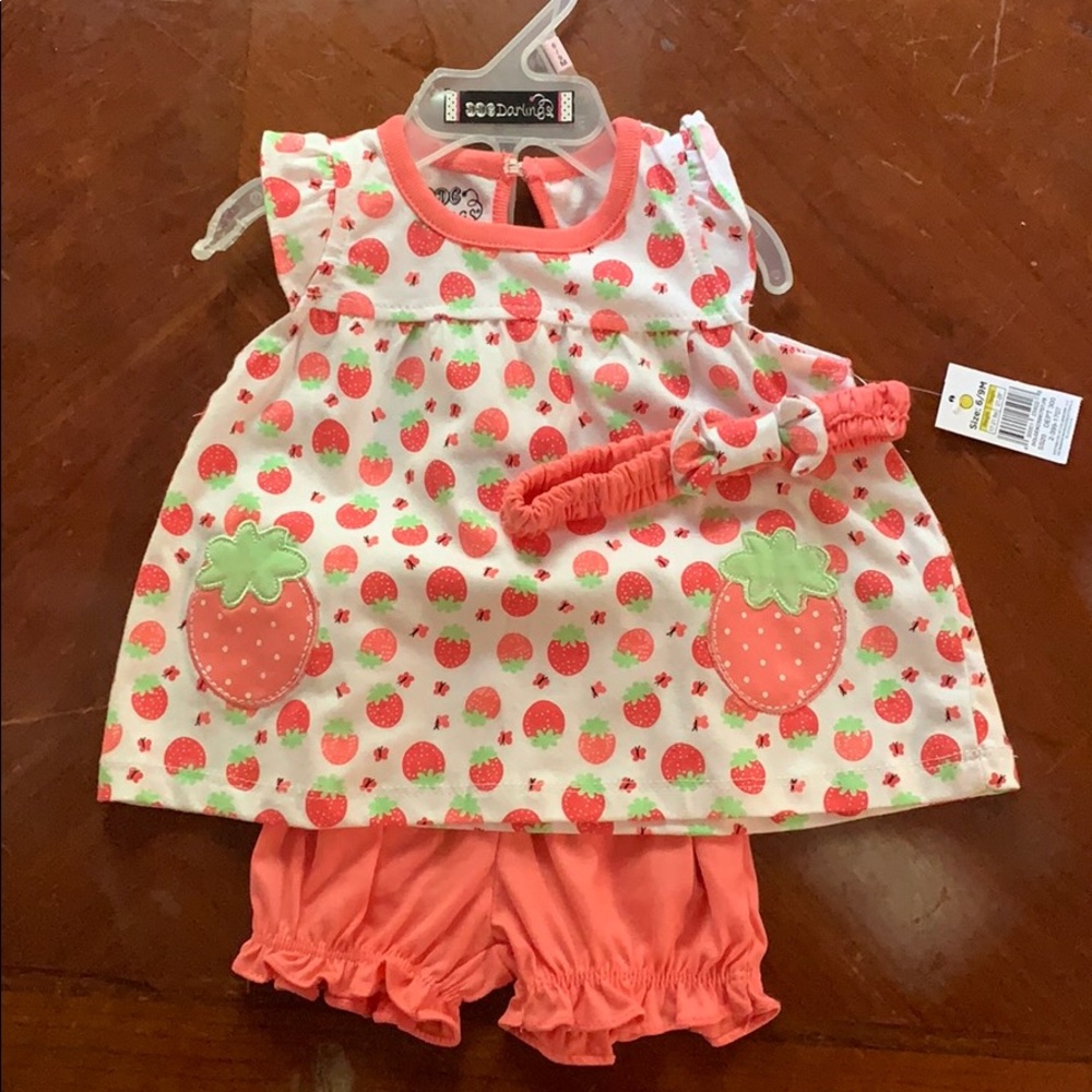 6-9 months strawberry outfit.